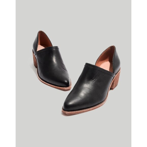 Madewell Black Leather The‎ Brady Lowcut Bootie Pointed Toe Size 6.5 - Picture 1 of 7